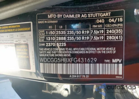 2015 Mercedes-Benz Glk 350 из США, поврежденный, VIN WDCGG5HBXFG431629